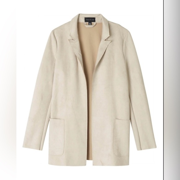 Premise Micro Faux Suede Open Front Light Trench Jacket Career Casual Size M - Picture 1 of 11